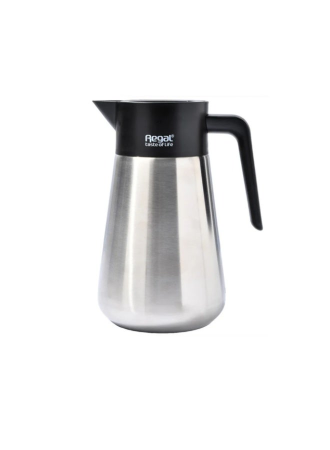 ريجال - إبريق حراري - ترمس من الفولاذ المقاوم للصدأ بمقبض أسود - قارورة حرارية معزولة للمشروبات الساخنة والباردة، تصميم أنيق، 24 ساعة ❄️ 12 ساعة 🌡 - Image 1